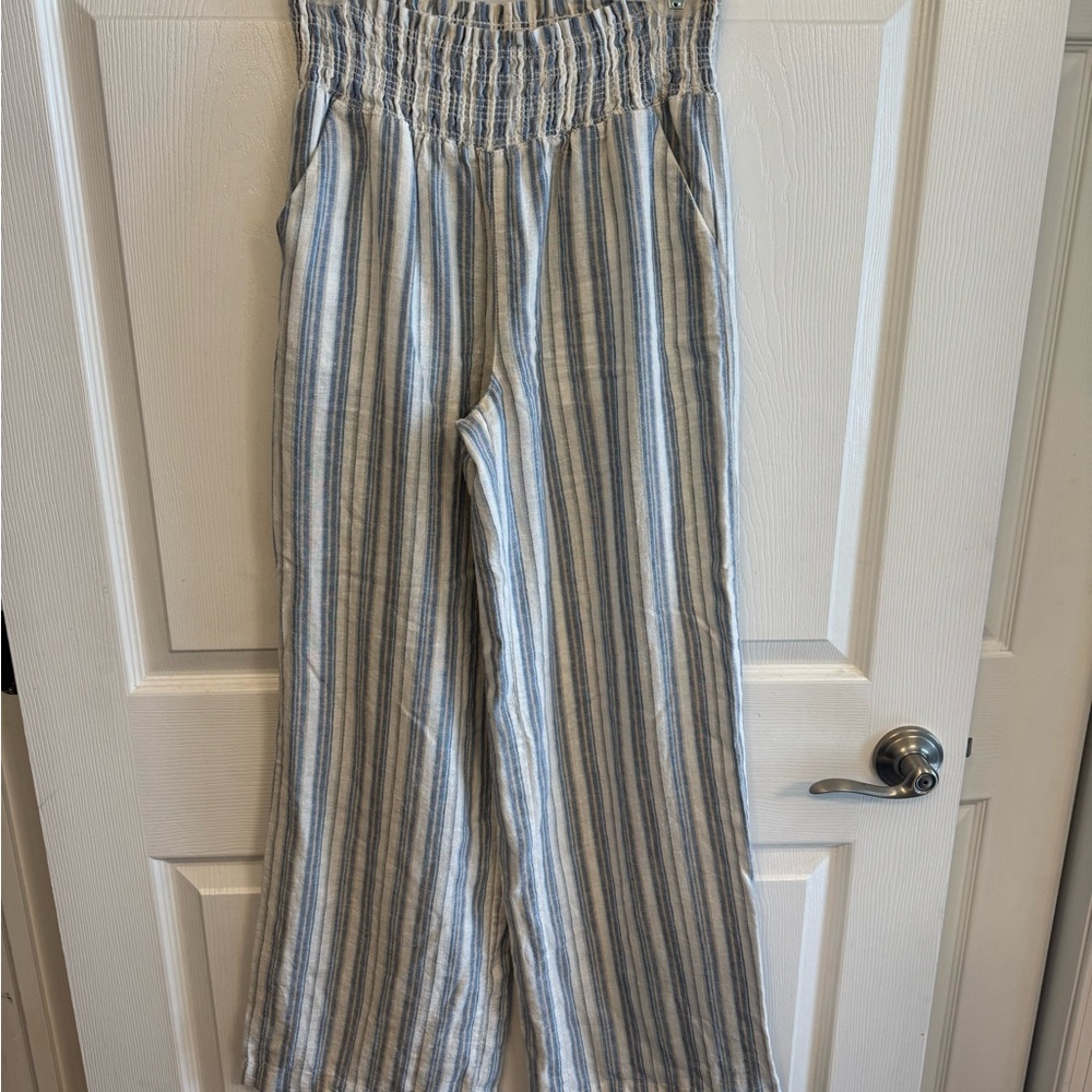 Love Tree Blue and White Textured Pants